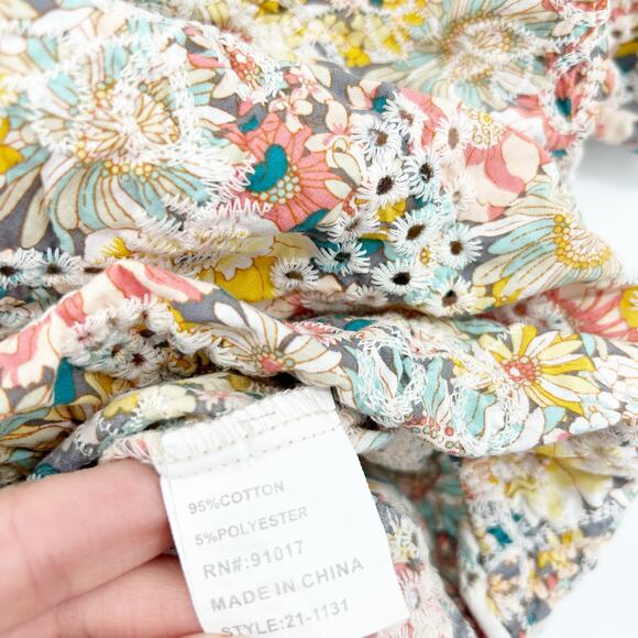 Solitaire Womens Boho Cottagecore Eyelet Off Shoulder Crop Top Blouse Size M - Picture 6 of 7